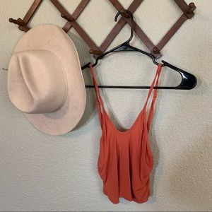 Cropped Orange Tank Top Adjustable Straps - Size Medium